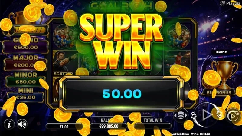 Goal Rush Deluxe - chiến thắng siêu hạng cuối cùng với Grand Jackpot
